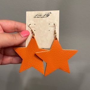 NWT Orange Faux Leather Texas Earrings